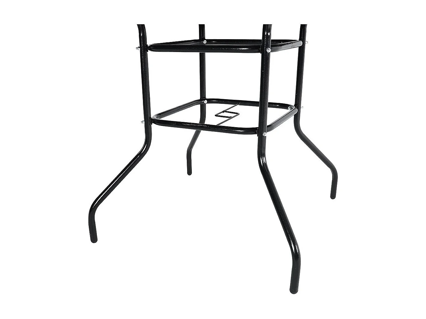 80cm Black Tempered Glass Patio Table with Parasol Hole - Square