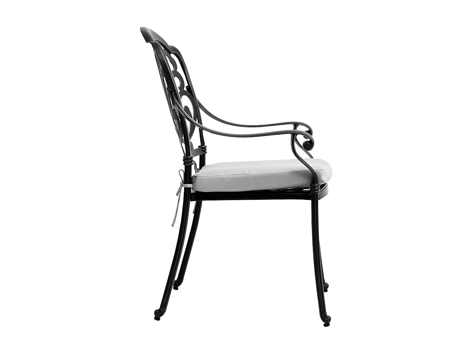 Set of 2 Black Cast Aluminum Garden Chairs with Floral Back