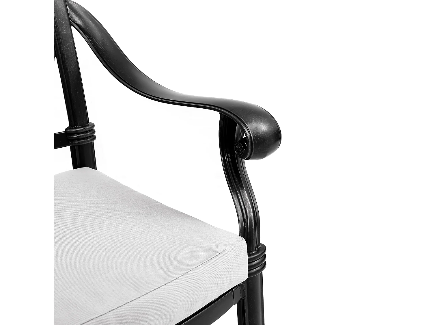 Set of 2 Black Cast Aluminum Garden Chairs with Floral Back
