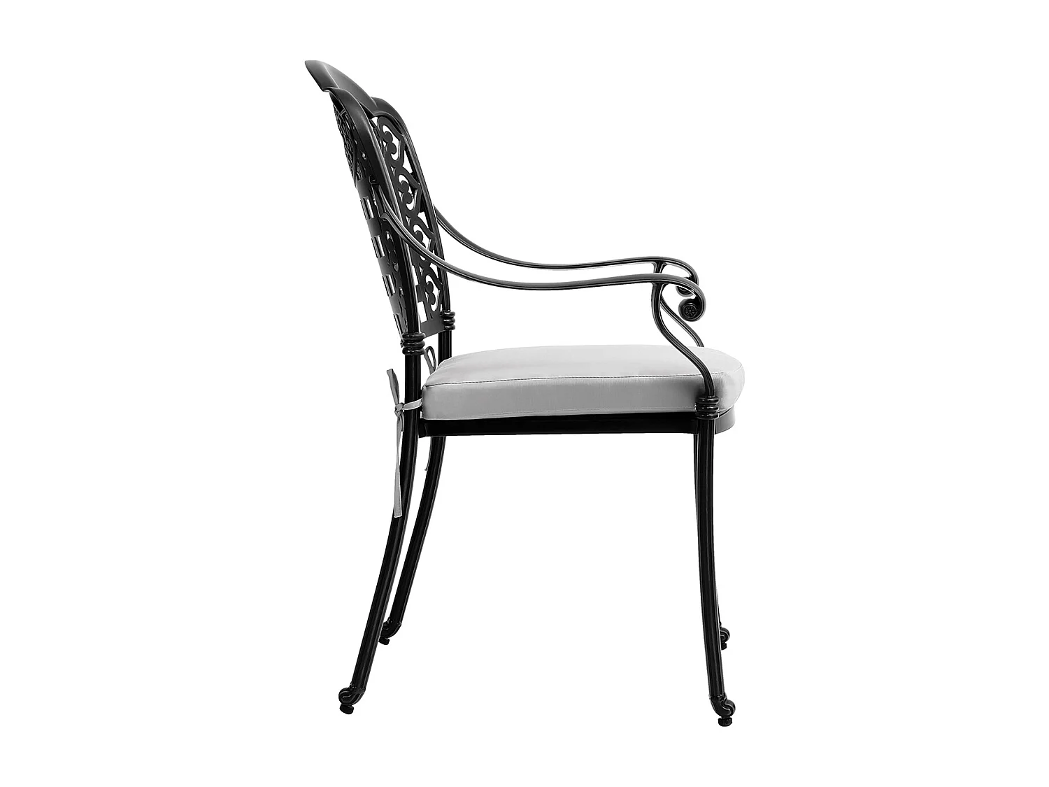 Set of 2 Black Cast Aluminum Garden Chairs with Lattice Back