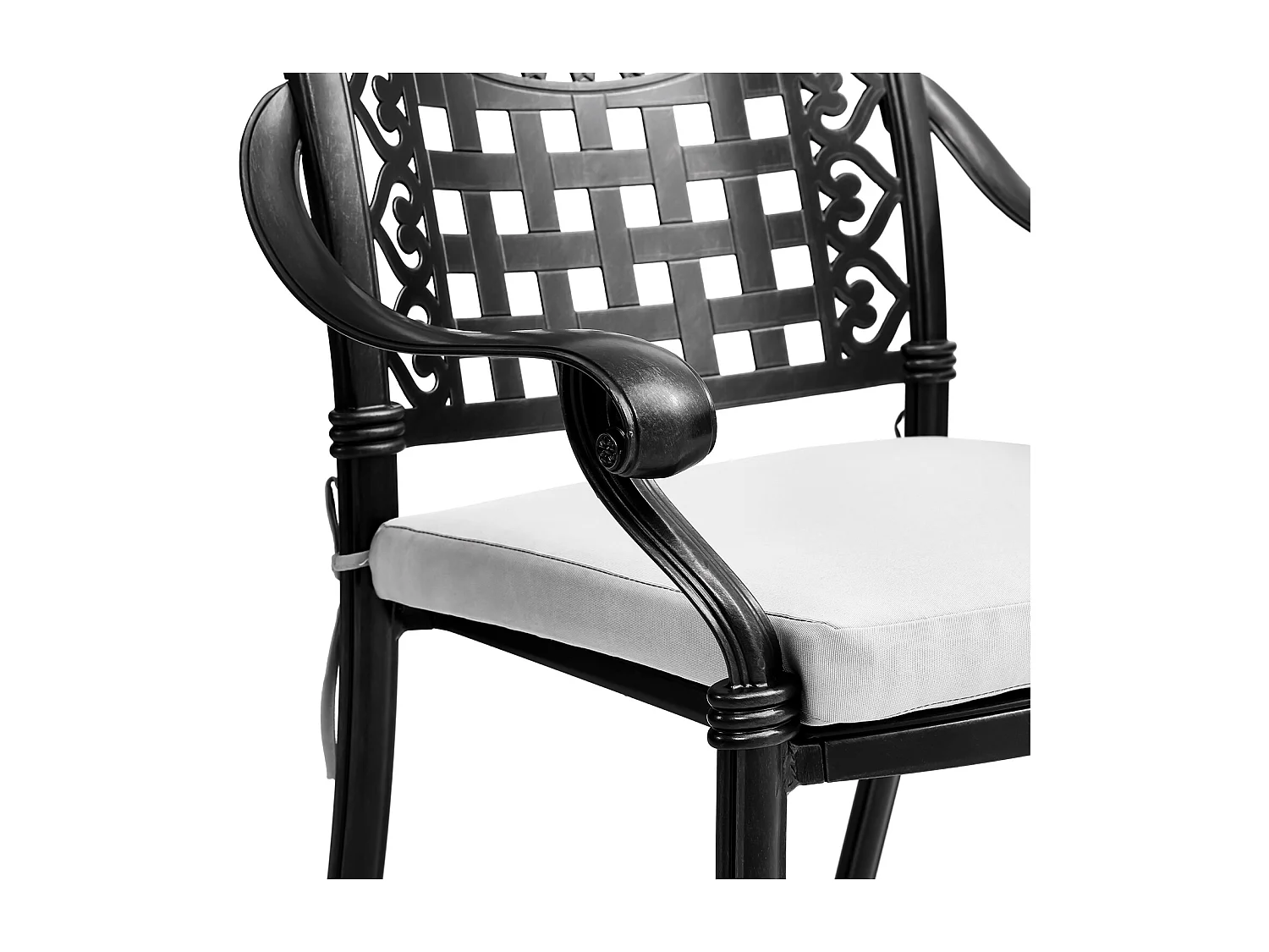 Set of 2 Black Cast Aluminum Garden Chairs with Lattice Back