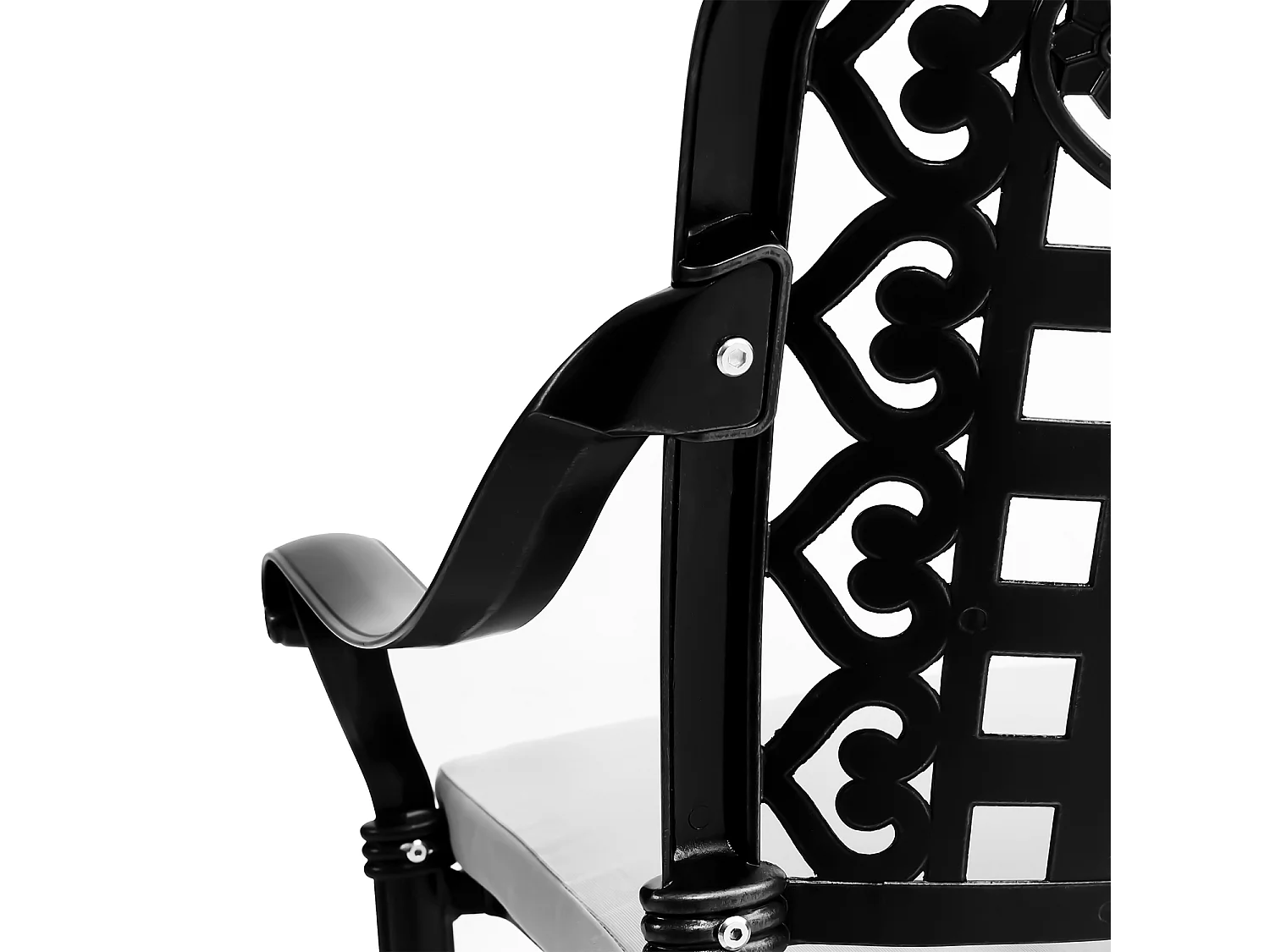 Set of 2 Black Cast Aluminum Garden Chairs with Lattice Back