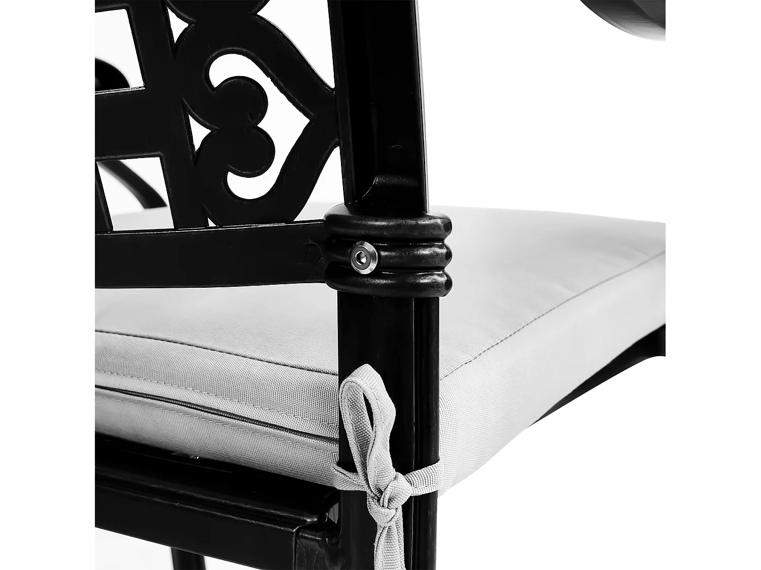 Set of 2 Black Cast Aluminum Garden Chairs with Lattice Back