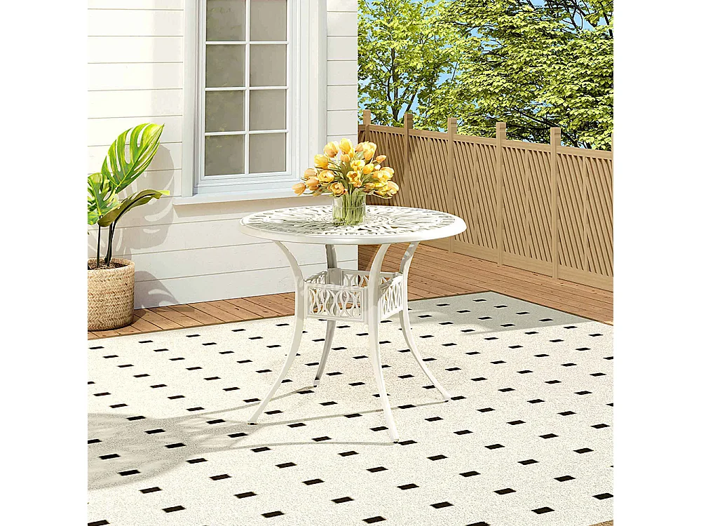 White Cast Aluminum Garden Table