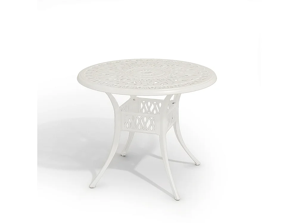 White Cast Aluminum Garden Table