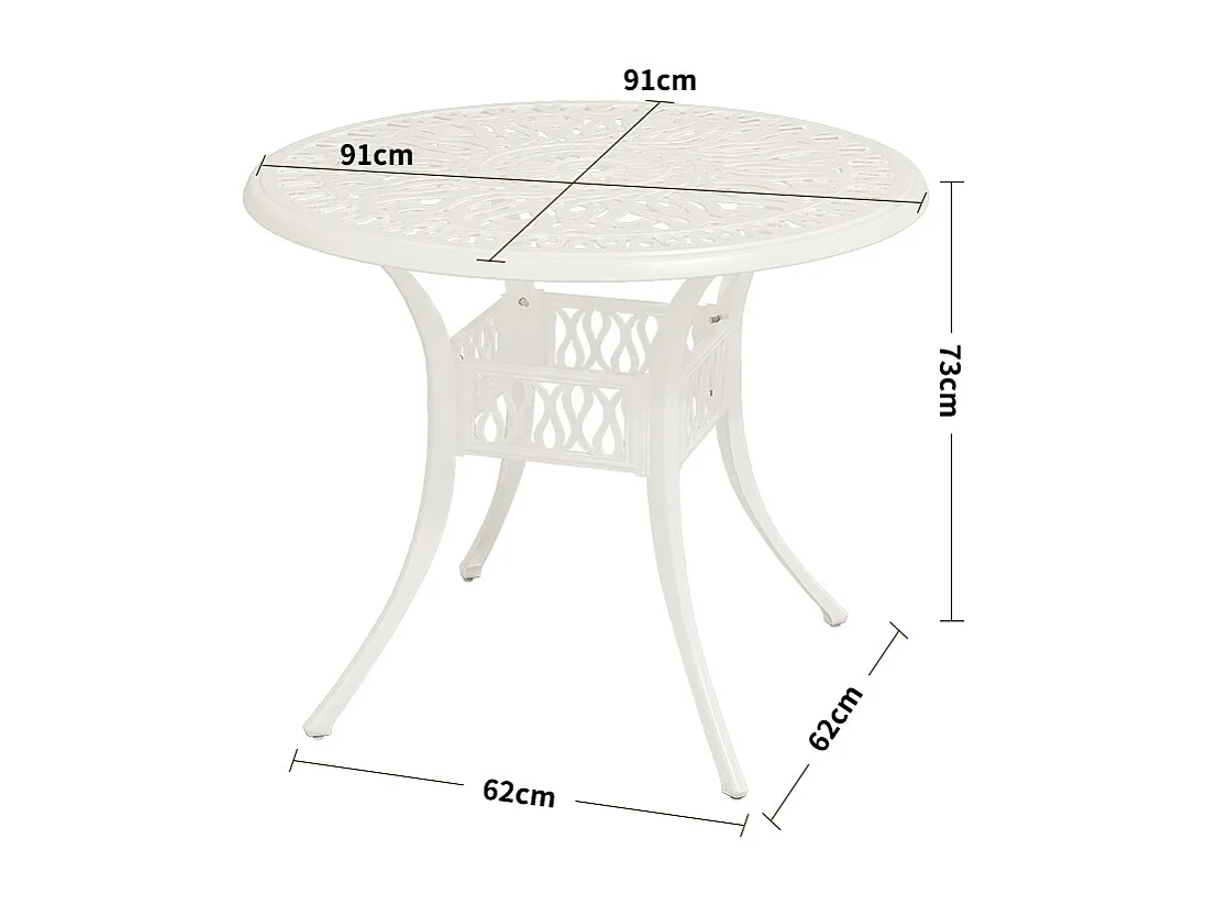 White Cast Aluminum Garden Table
