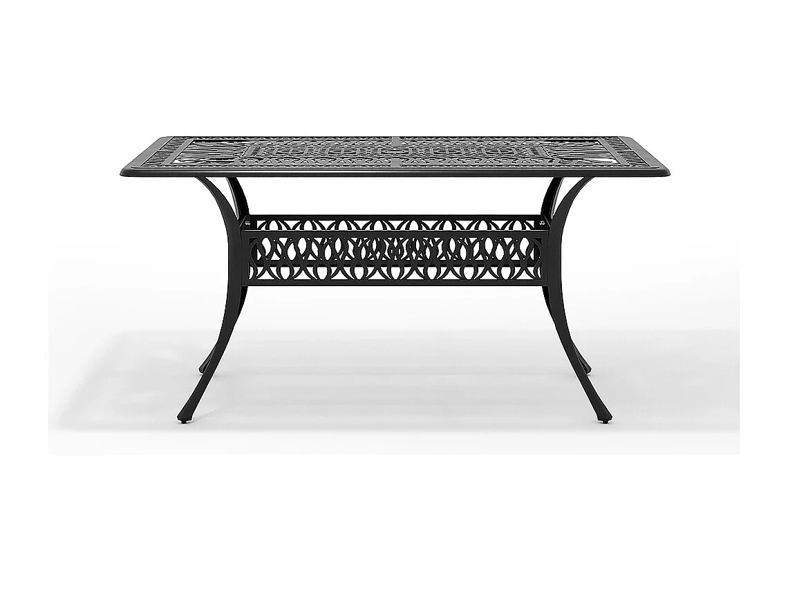Black Rectangular Cast Aluminum Garden Table for 6
