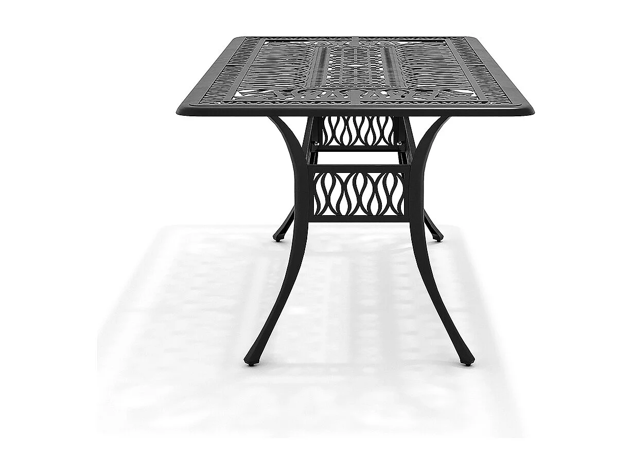 Black Rectangular Cast Aluminum Garden Table for 6
