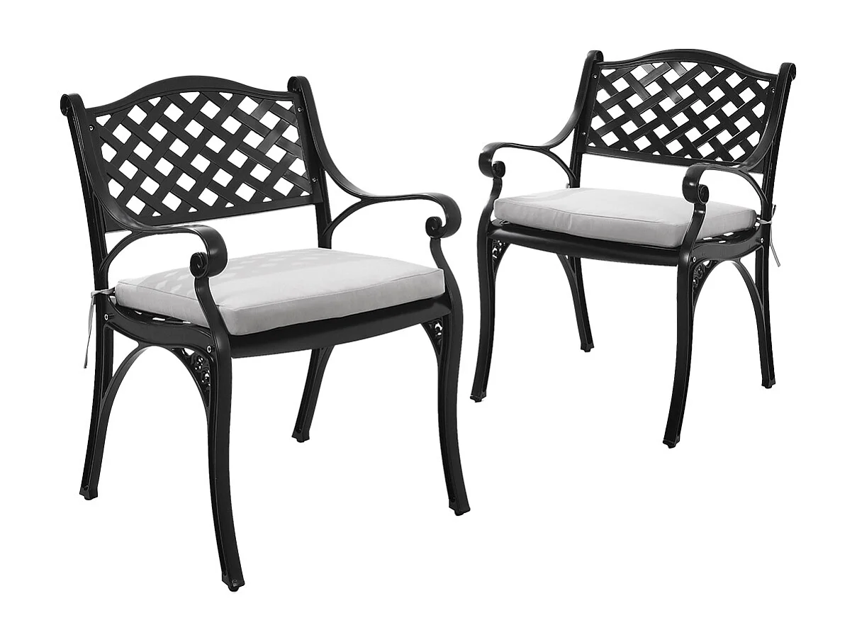 Set of 2 Black Cast Aluminum Garden Chairs