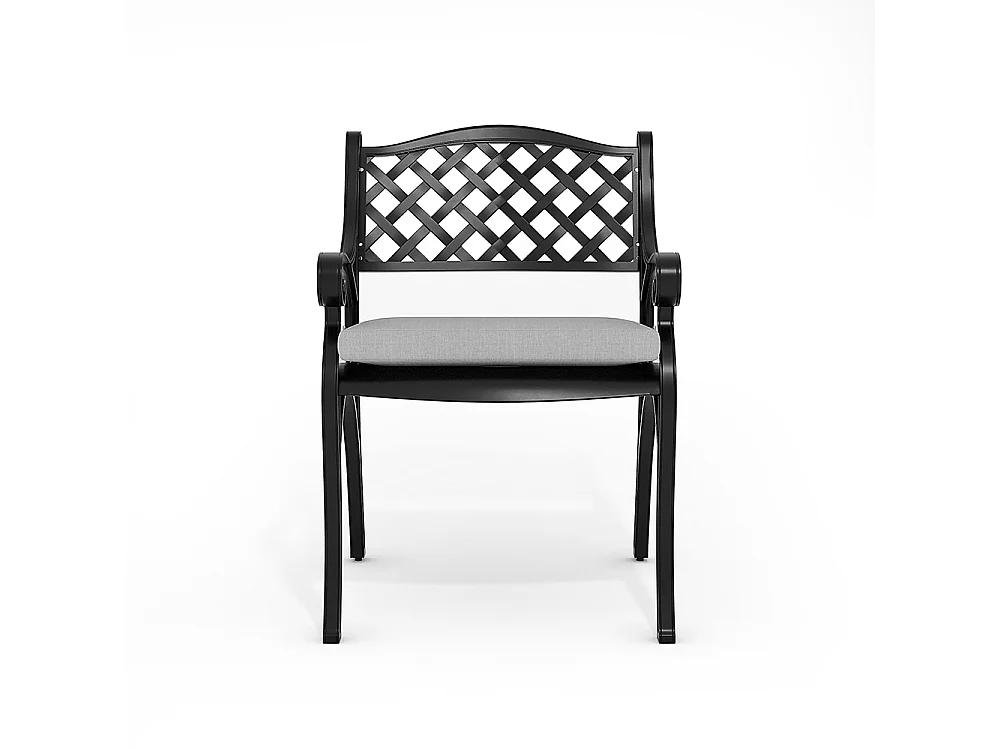 Set of 2 Black Cast Aluminum Garden Chairs
