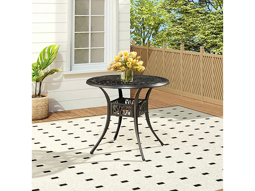 Black Cast Aluminum Garden Table