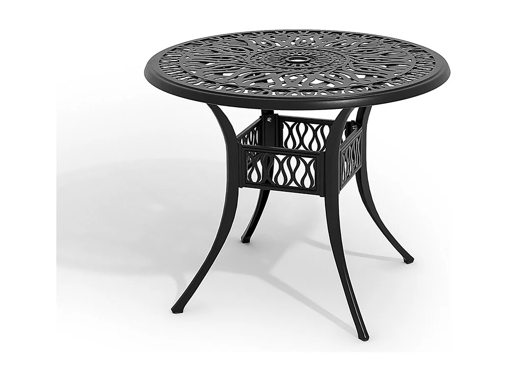 Black Cast Aluminum Garden Table