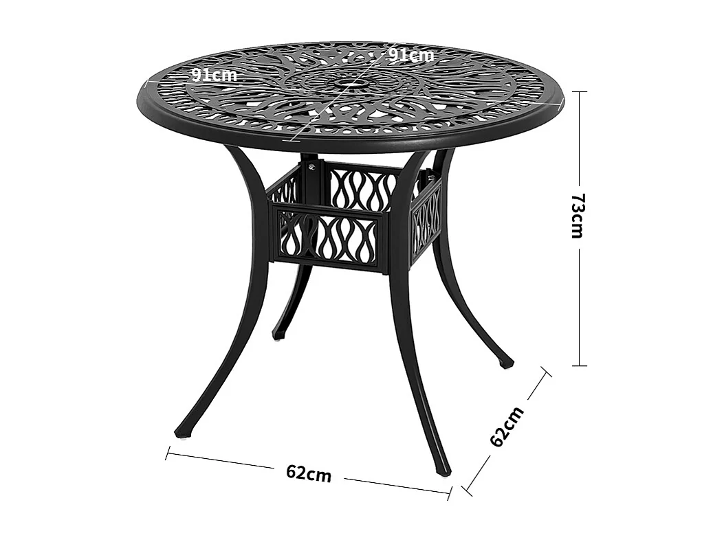 Black Cast Aluminum Garden Table