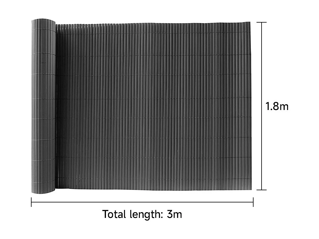 Dark Grey PVC Garden Privacy Fence - 300 x 180cm