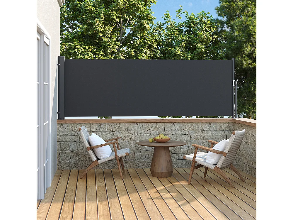 3M Retractable Side Awning with UV & Water Resistant -  100cm H - Dark Grey