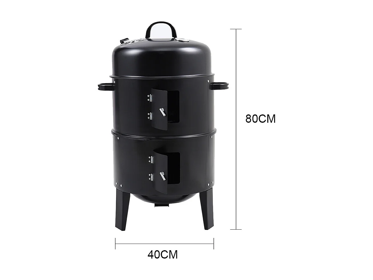 3-in-1 Charcoal Smoker Grill with Thermometer