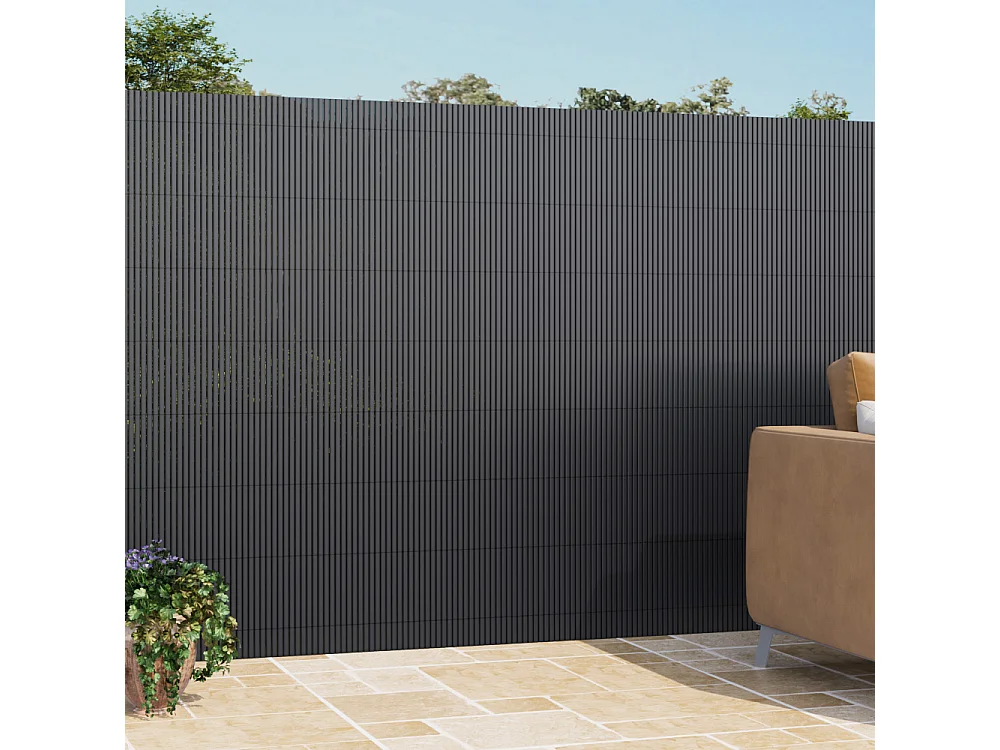Dark Grey PVC Garden Privacy Fence - 300 x 150cm
