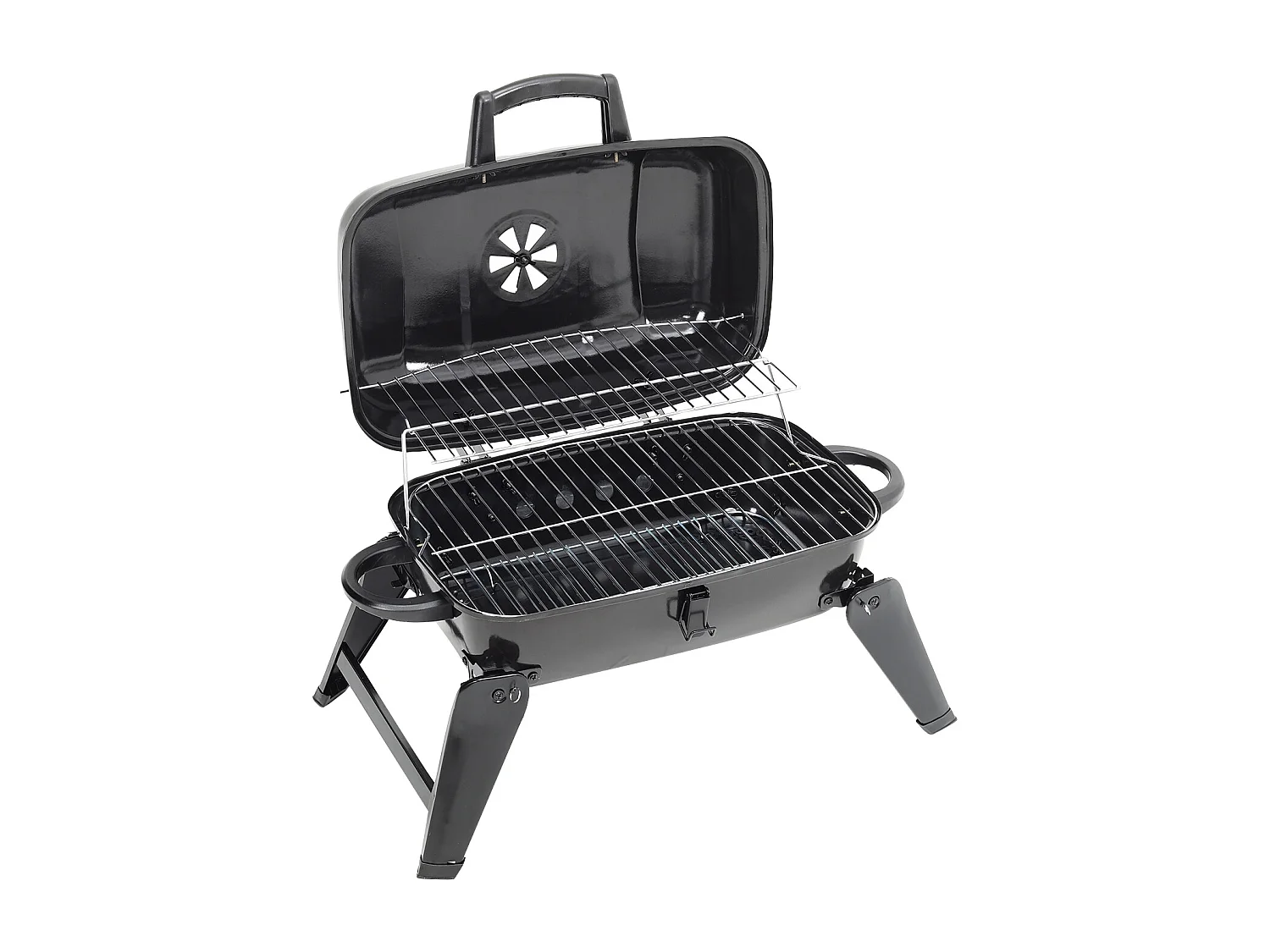 Compact Portable Charcoal Grill with Foldable Legs & Side Handles