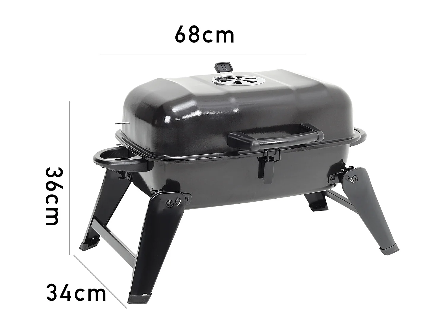 Compact Portable Charcoal Grill with Foldable Legs & Side Handles