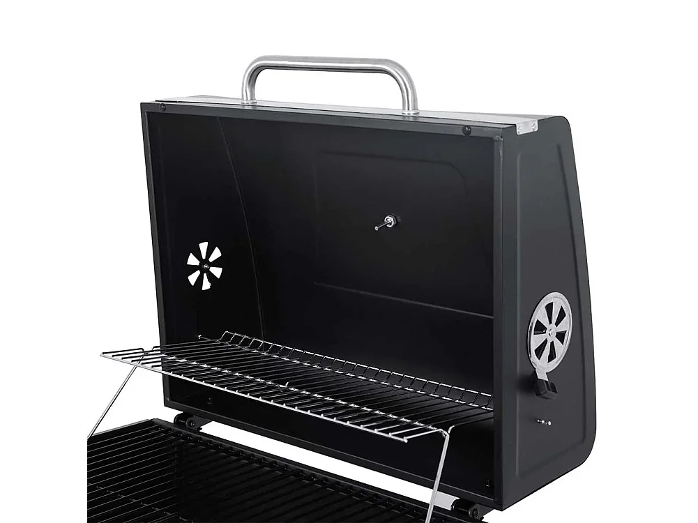 Portable Charcoal BBQ Grill with Built-in Thermometer & Lid