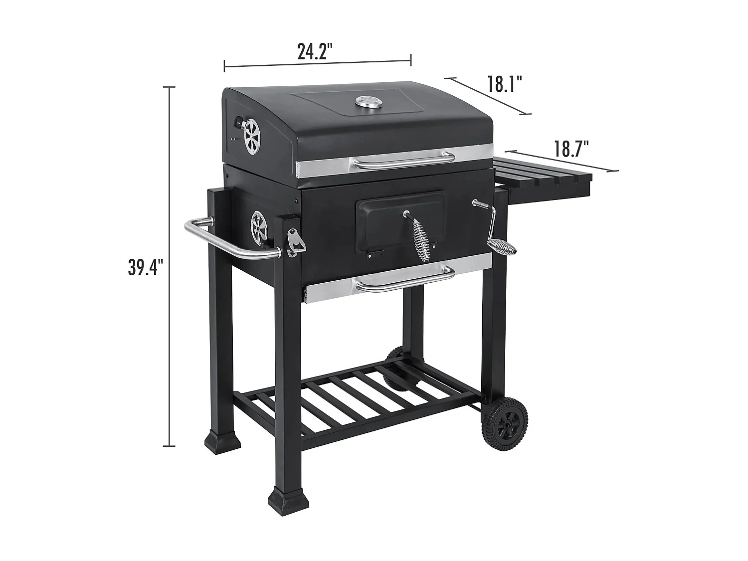 Portable Charcoal BBQ Grill with Built-in Thermometer & Lid