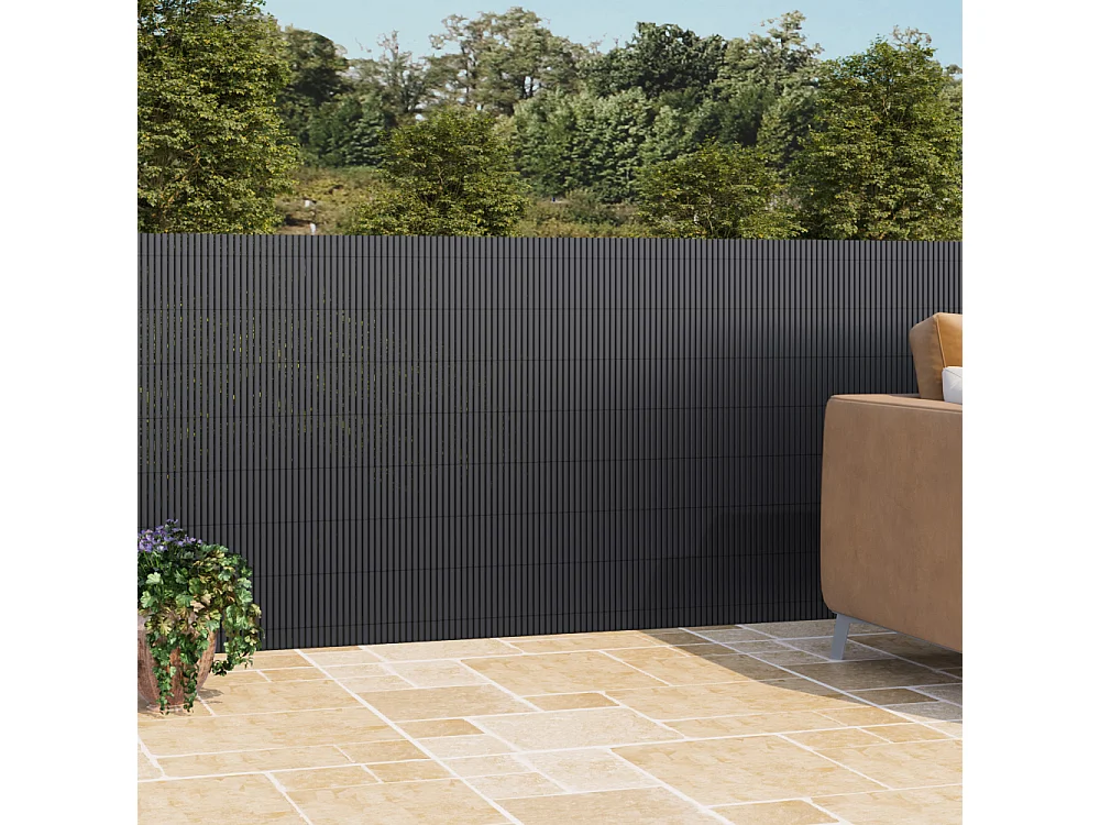 Dark Grey PVC Garden Privacy Fence - 300 x 100cm