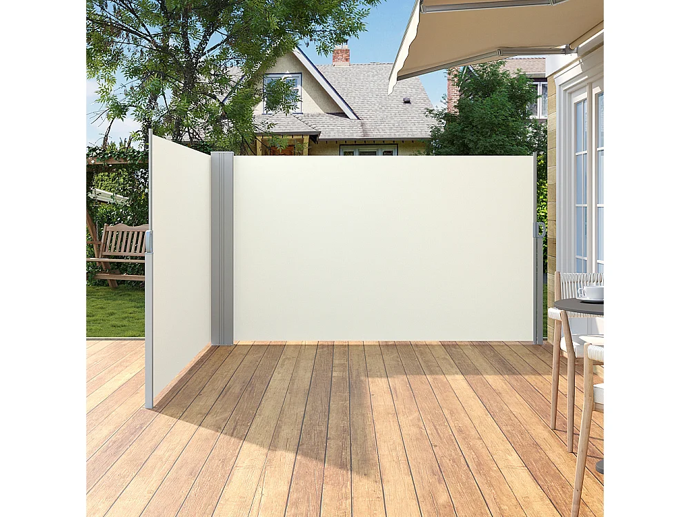6m x 1.8m Beige Retractable Side Awning with UV Protection