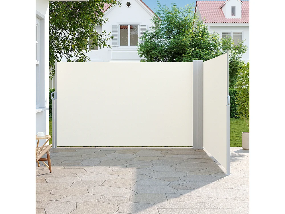 6m x 1.8m Beige Retractable Side Awning with UV Protection