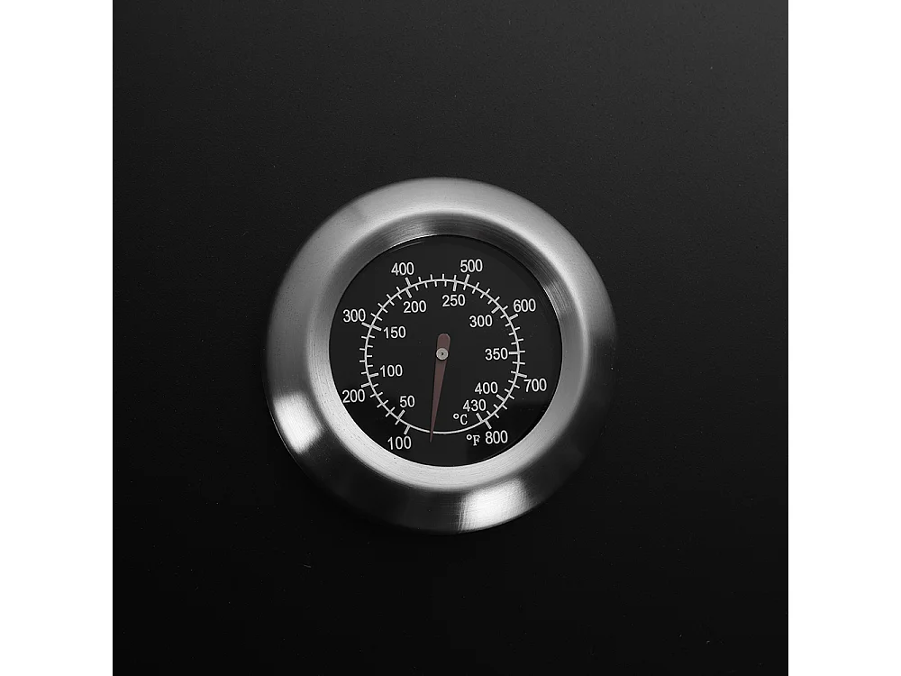 Carbon Steel Charcoal Grill with Thermometer & Side Shelves