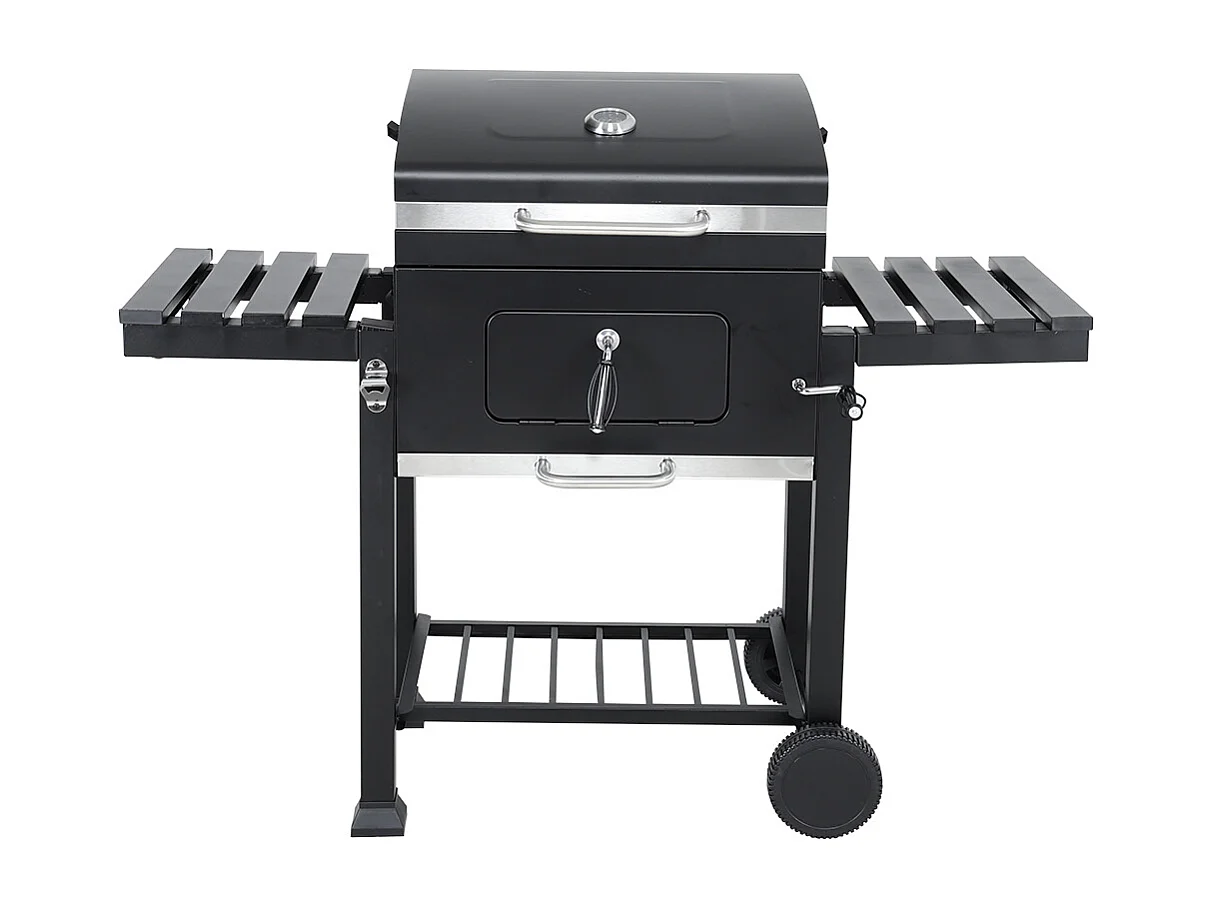 Portable Charcoal BBQ Grill with Warming Rack & Thermometer
