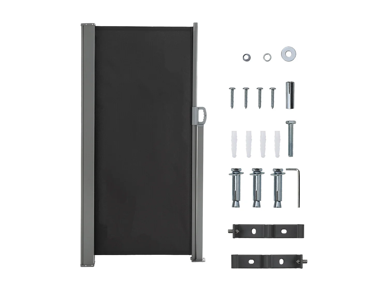 3M Dark Grey Retractable Side Awning with UV & Water Resistant - 180cm H