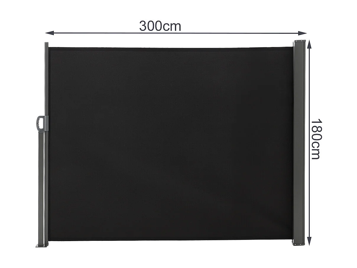 3M Dark Grey Retractable Side Awning with UV & Water Resistant - 180cm H