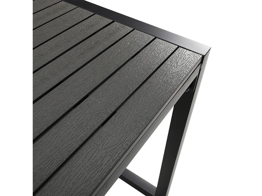 3-Piece Outdoor Wooden and Metallic Dining Set with Parasol Hole