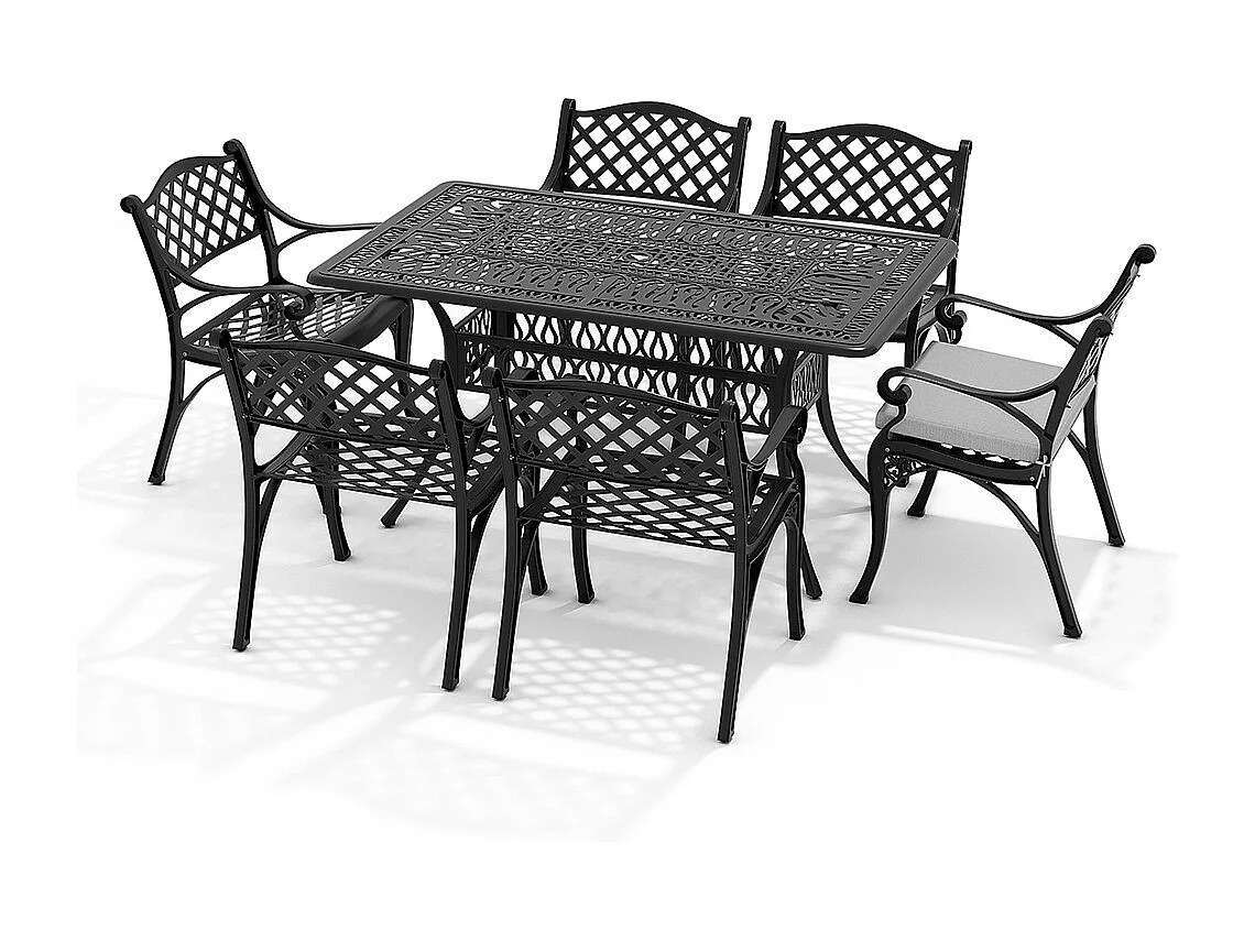 7-Piece Black Cast Aluminum Garden Furniture Set