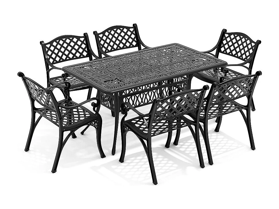 7-Piece Black Cast Aluminum Garden Furniture Set
