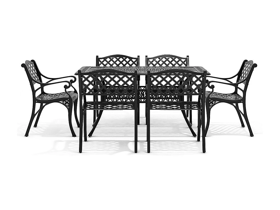 7-Piece Black Cast Aluminum Garden Furniture Set