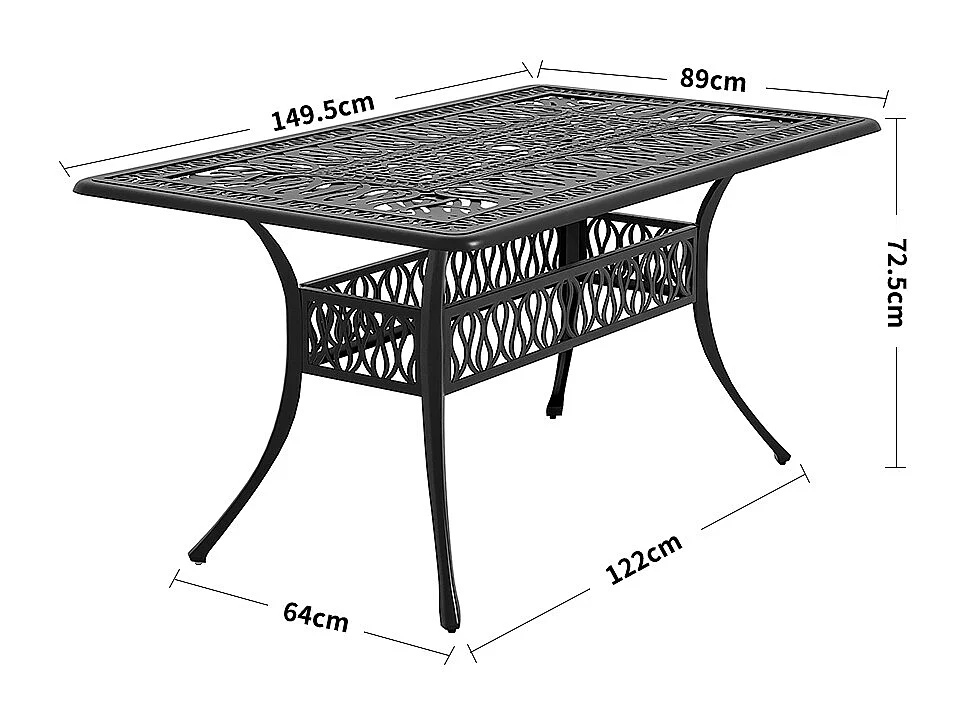 7-Piece Black Cast Aluminum Garden Furniture Set