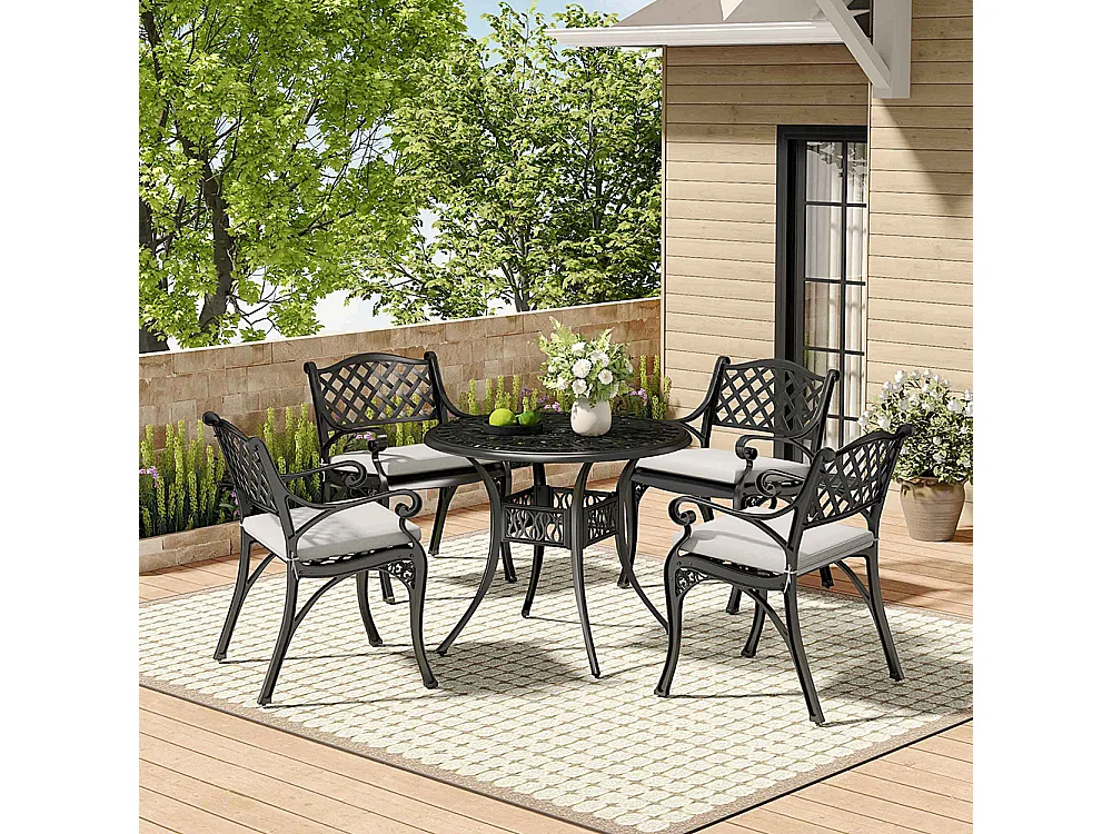 5-Piece Black Cast Aluminum Garden Furniture Set