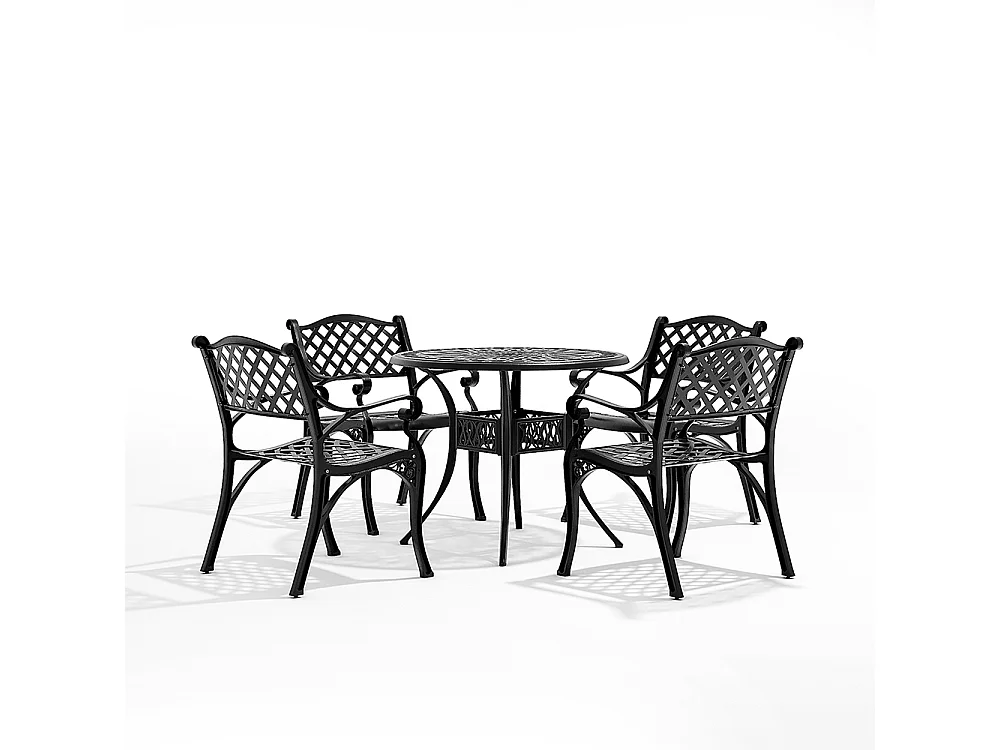 5-Piece Black Cast Aluminum Garden Furniture Set