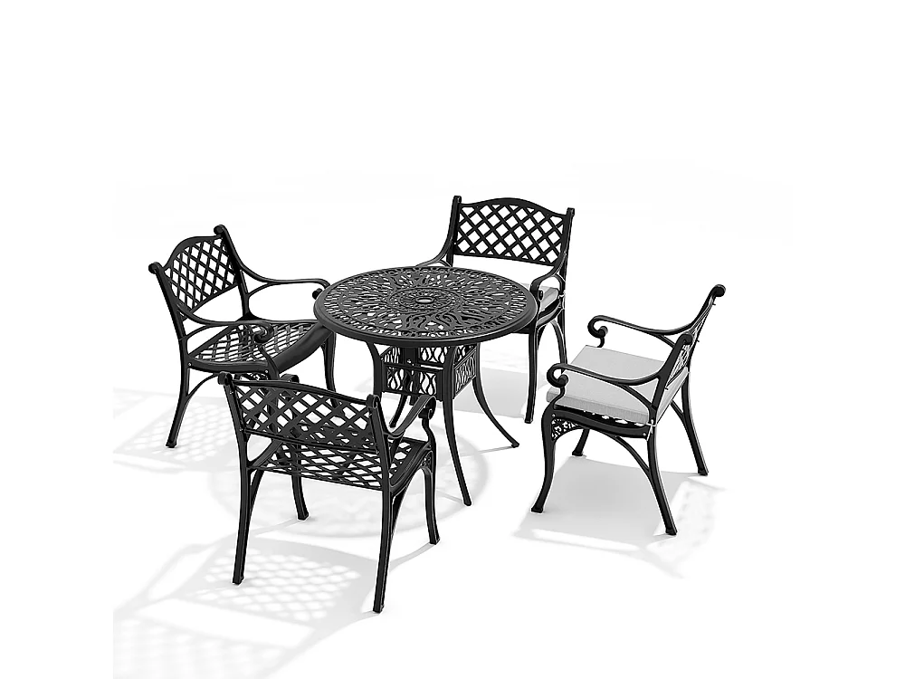 5-Piece Black Cast Aluminum Garden Furniture Set