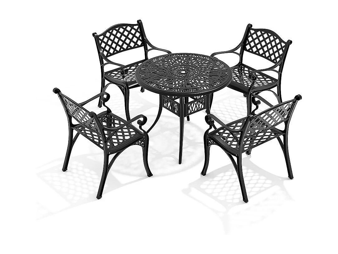 5-Piece Black Cast Aluminum Garden Furniture Set