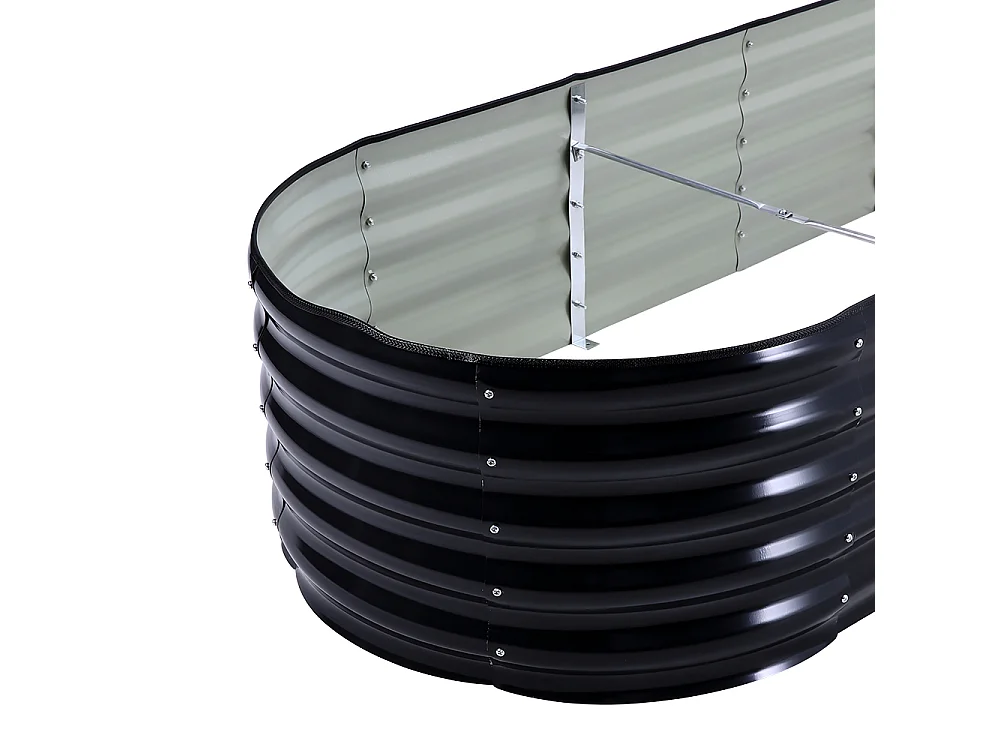 320cm Oval Galvanised Steel Garden Bed with Plant Support Trellis