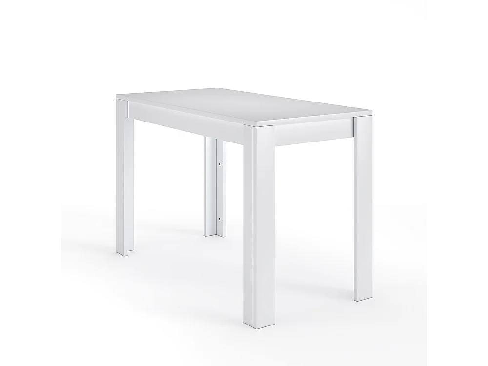 3-Piece Modern White Dining Table & Bench Set