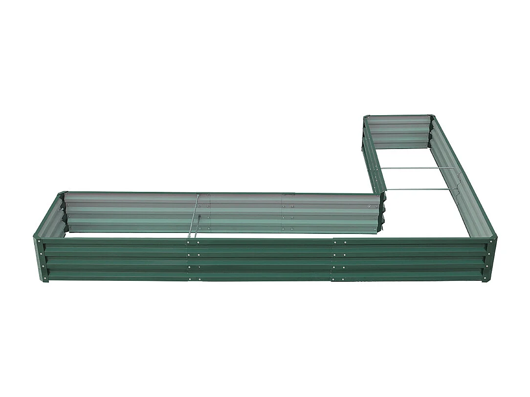 277x207cm Dark Green L-Shaped Galvanized Steel Garden Bed