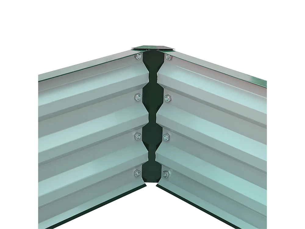 277x207cm Dark Green L-Shaped Galvanized Steel Garden Bed