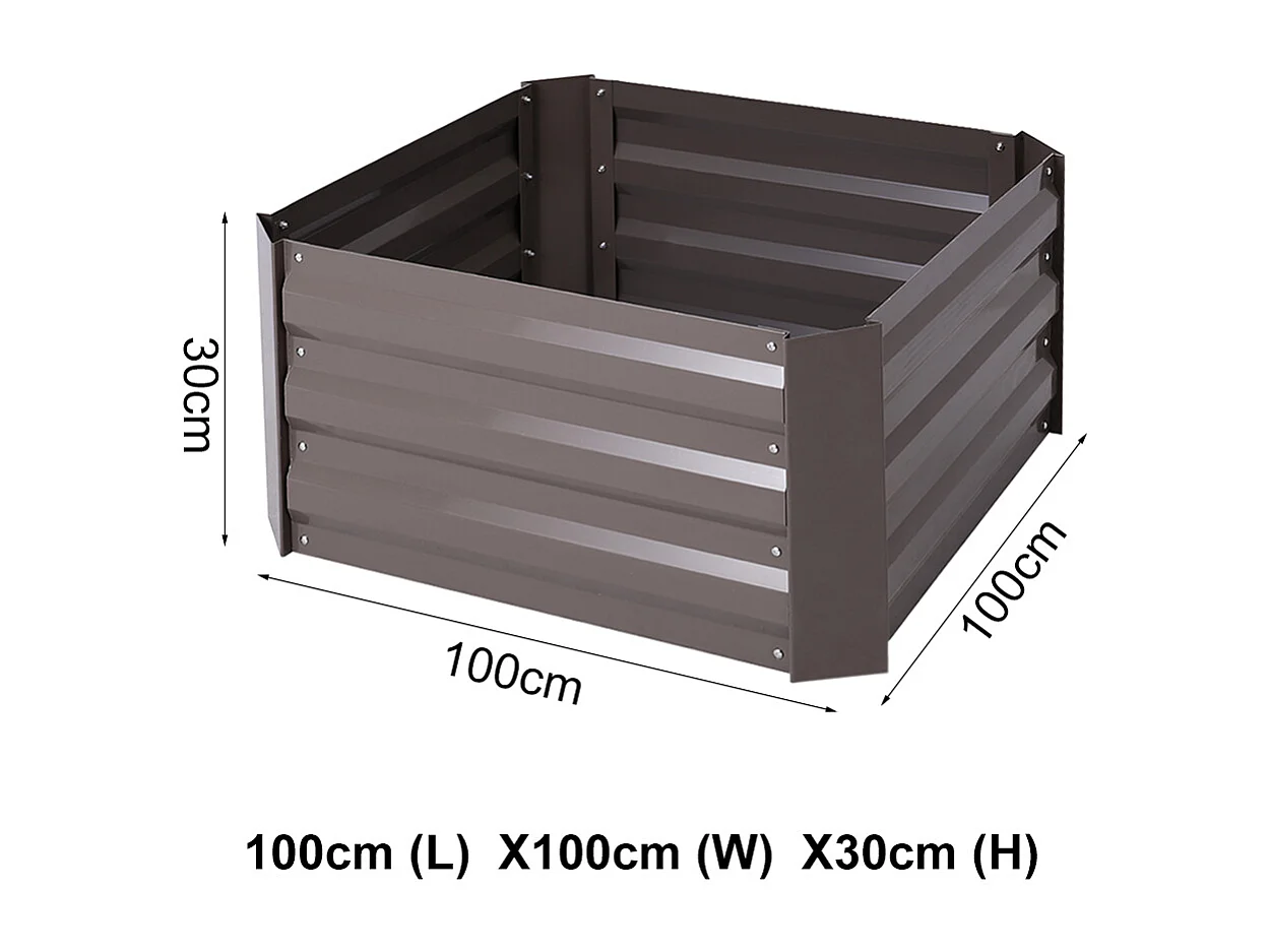 1m Brown Square Raised Garden Bed