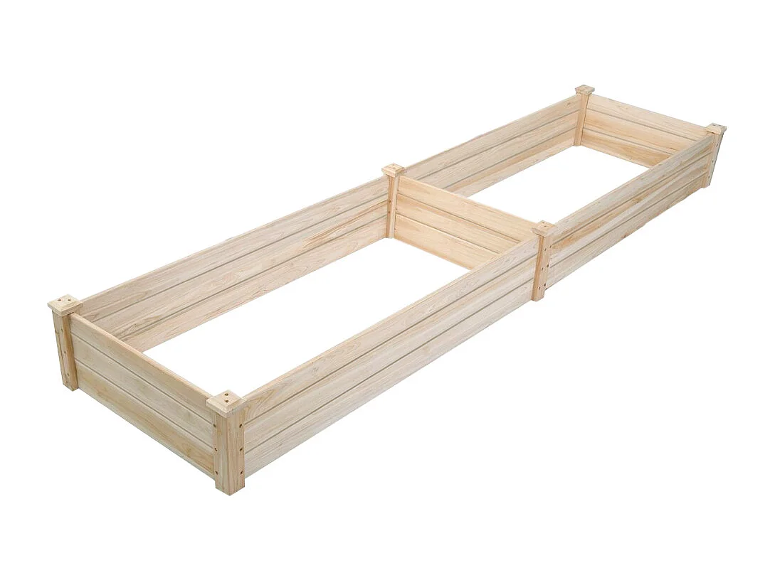 243cm Solid Wood Raised Garden Bed with 2 Compartments