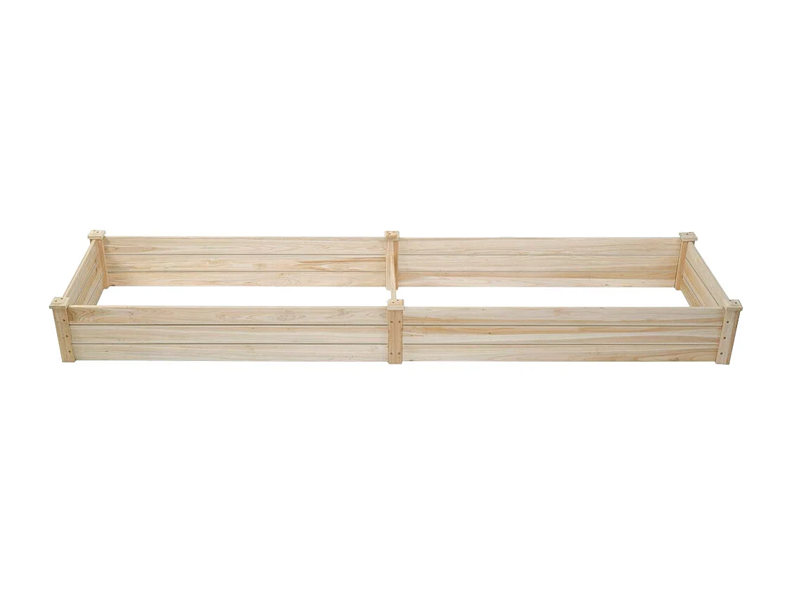 243cm Solid Wood Raised Garden Bed with 2 Compartments