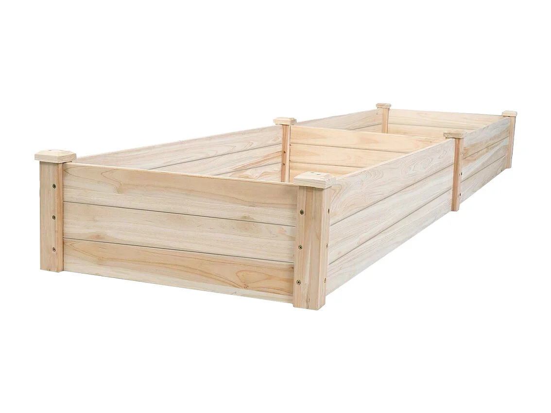 243cm Solid Wood Raised Garden Bed with 2 Compartments