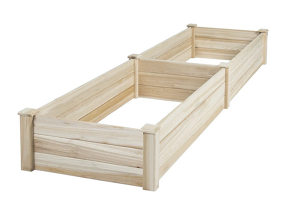 243cm Solid Wood Raised Garden Bed with 2 Compartments